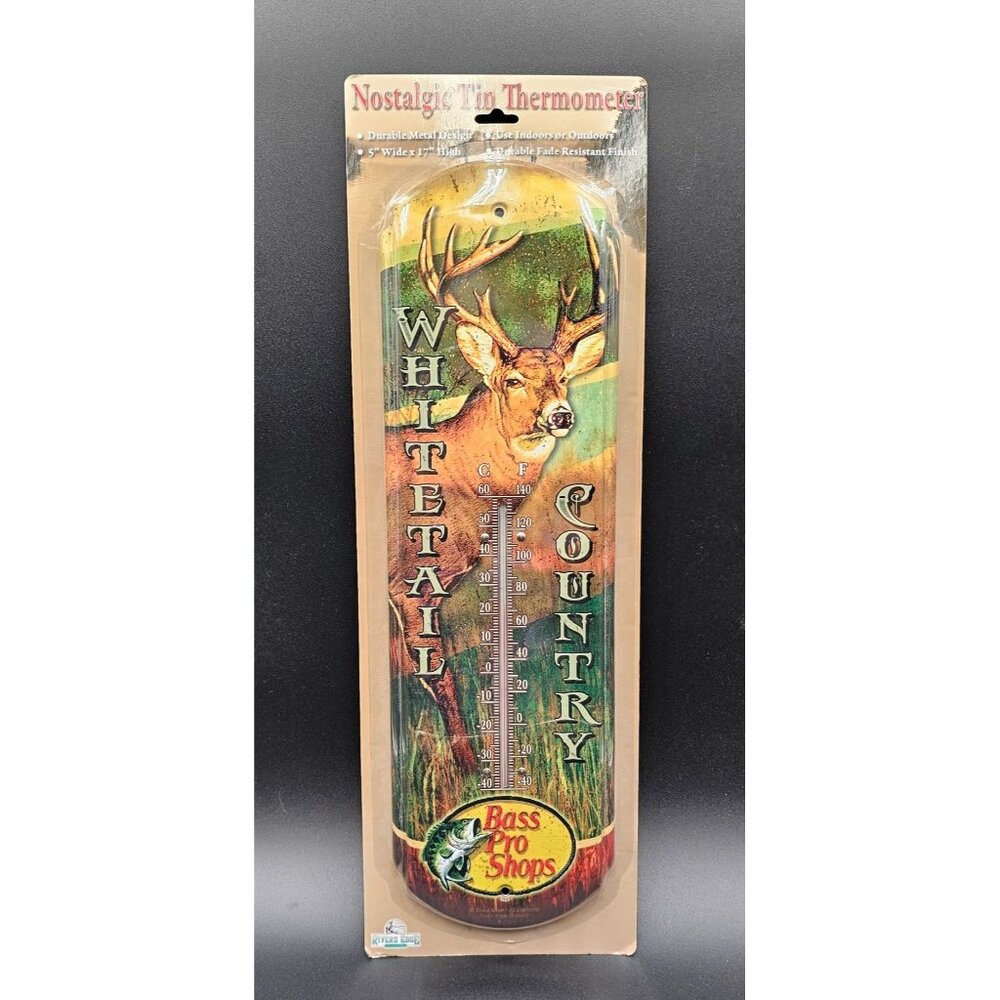 Rivers Edge Whitetail Country Nostalgic Tin Thermometer 5" X 17" Rustic Decor